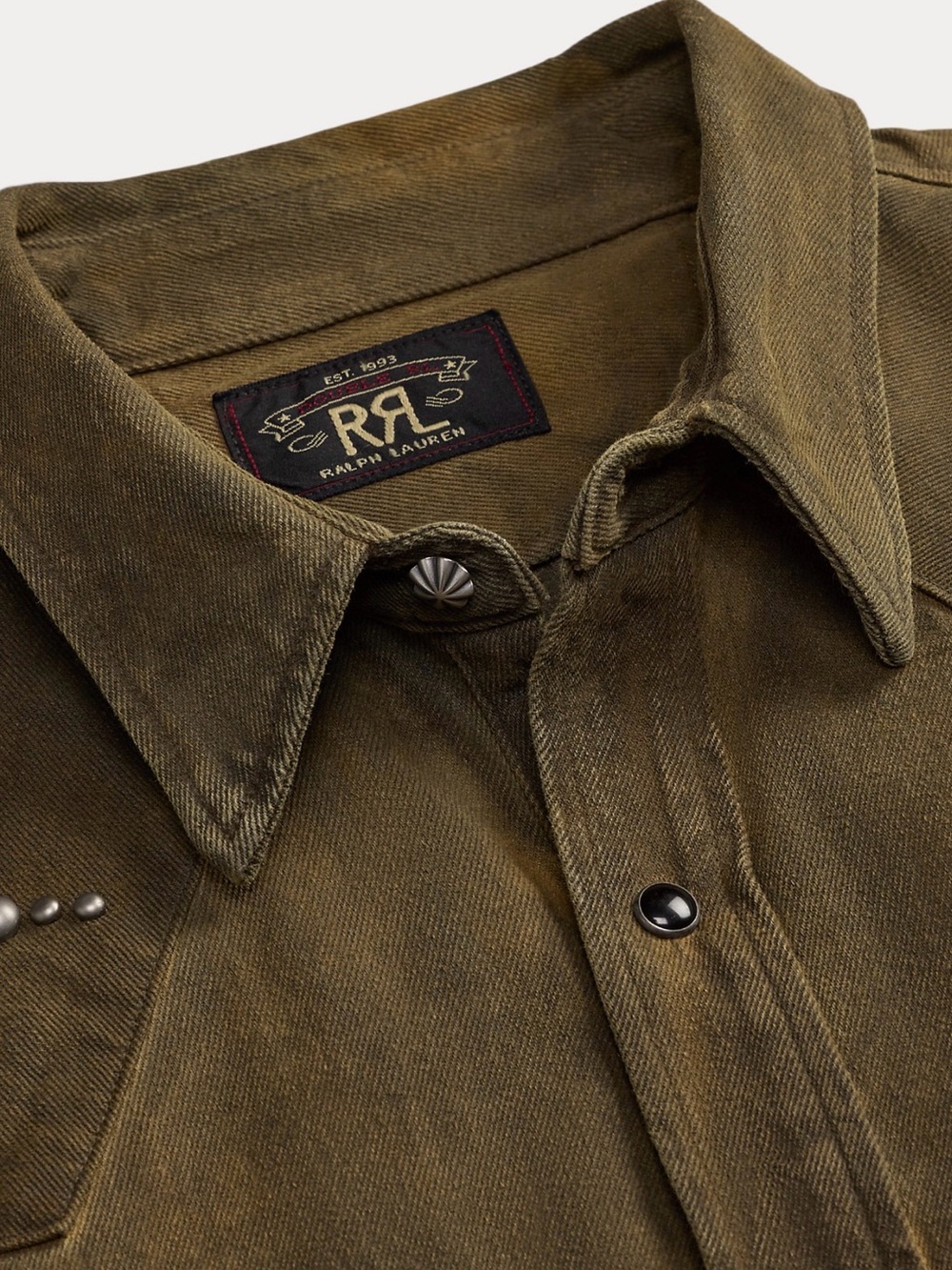Double RL RRL Slim studded western denim shirt. Size S - Picture 3 of 11